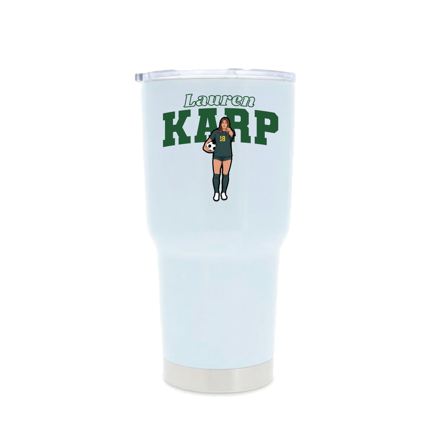 30oz Stainless Steel Tumbler — Name Arch in White