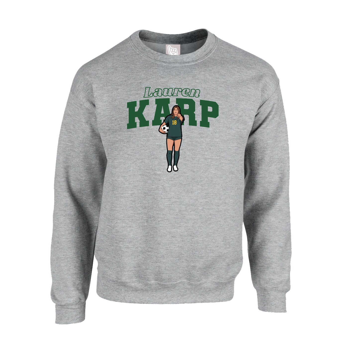 Fleece Crew — Name Arch in Grey