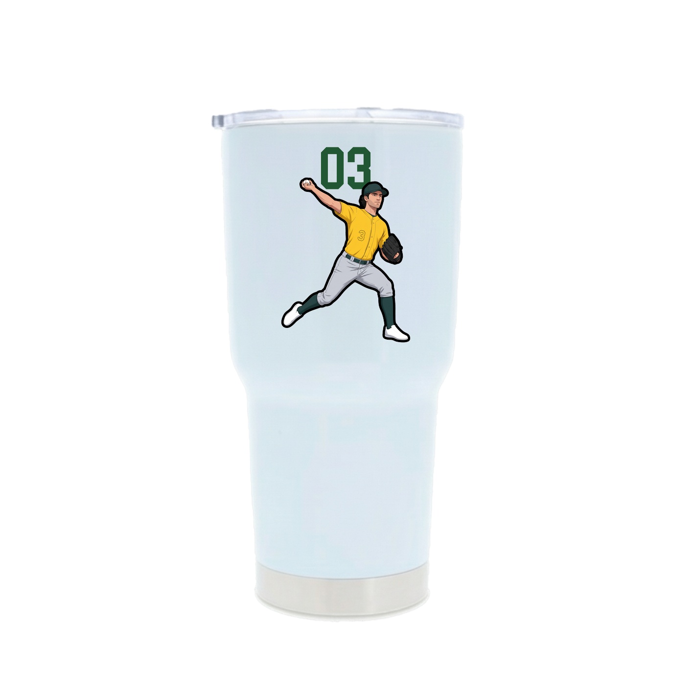 30oz Stainless Steel Tumbler — Number Top in White