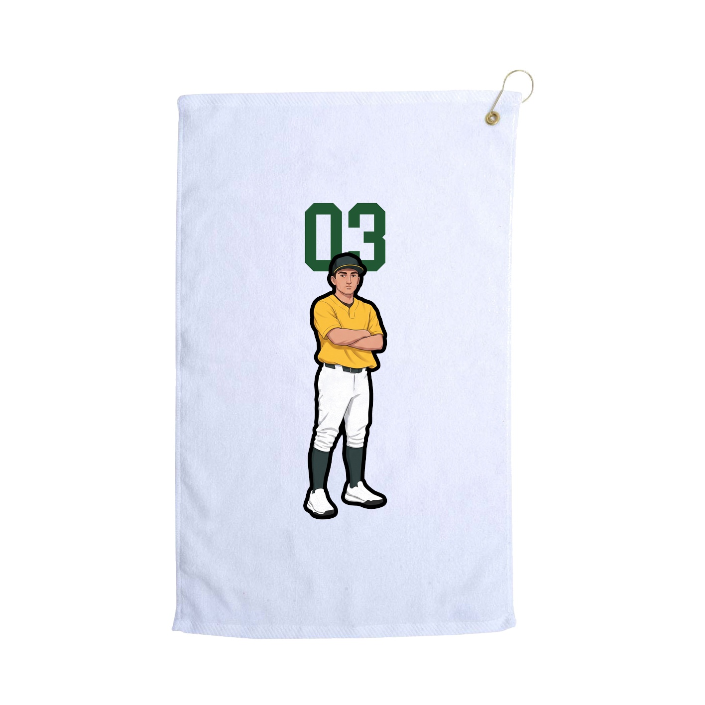 Golf Towel — Number Top in White