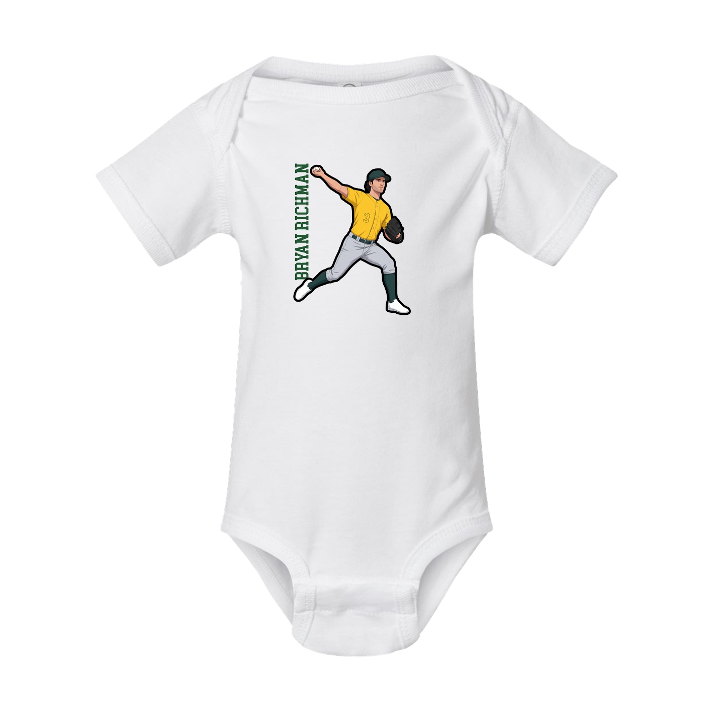 Baby Onesie — Name Vertical in White