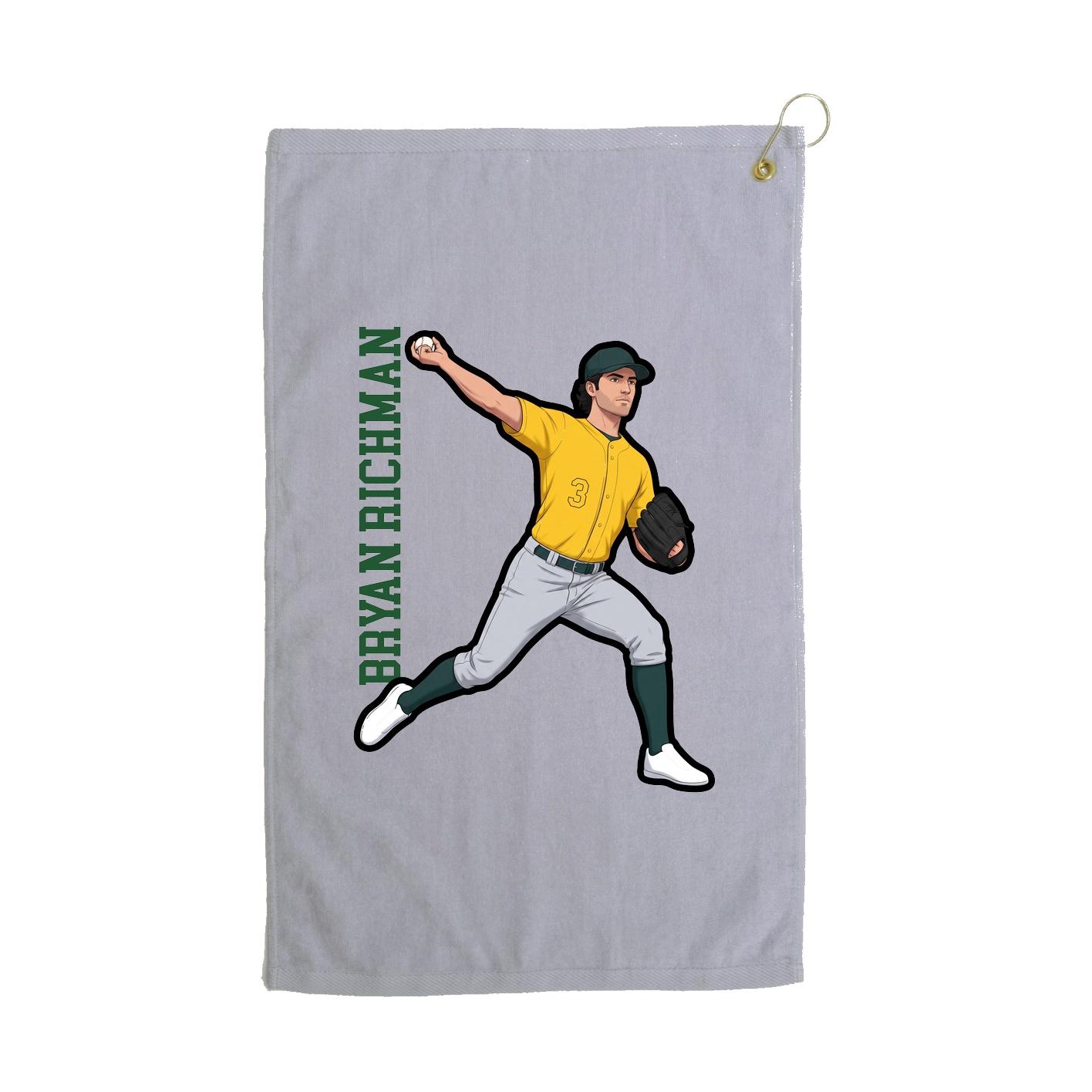 Golf Towel — Name Vertical in Grey