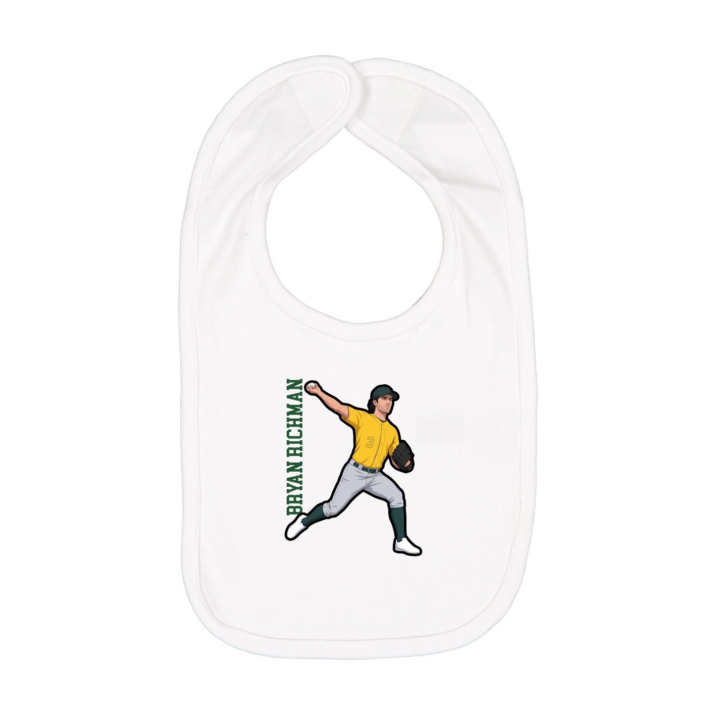 Infant Bib — Name Vertical in White