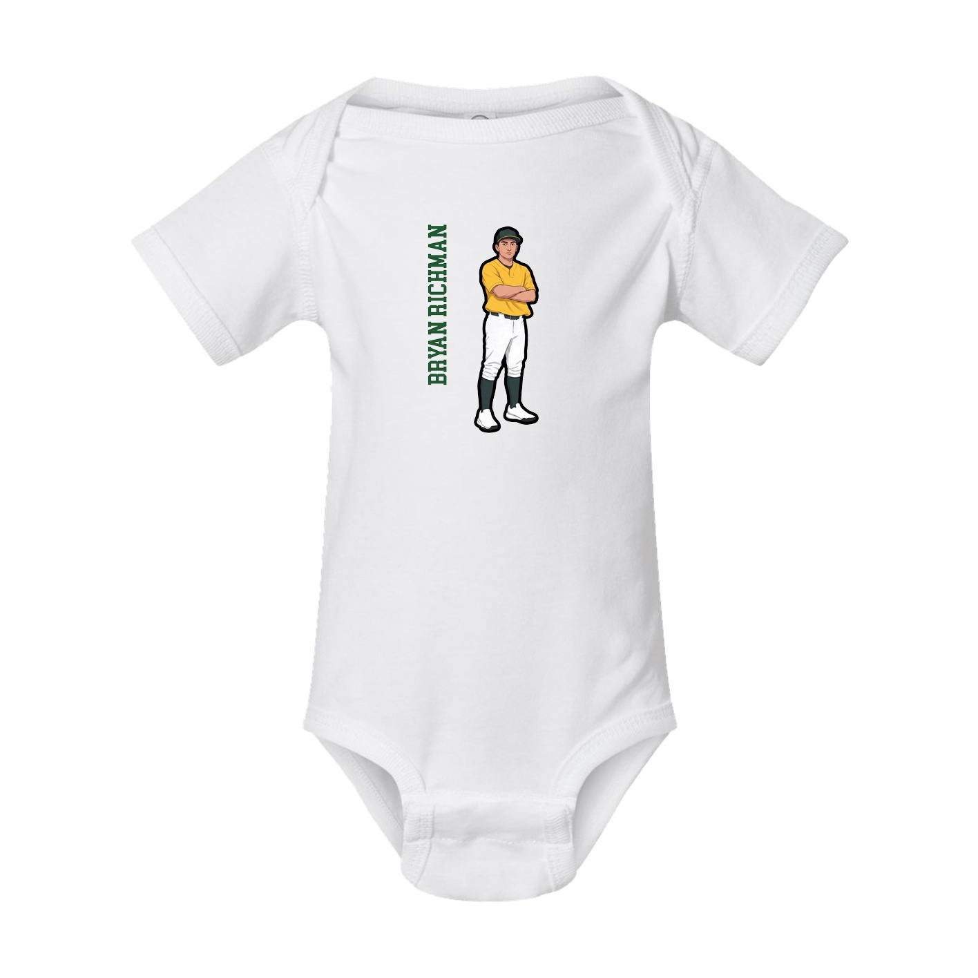 Baby Onesie — Name Vertical in White