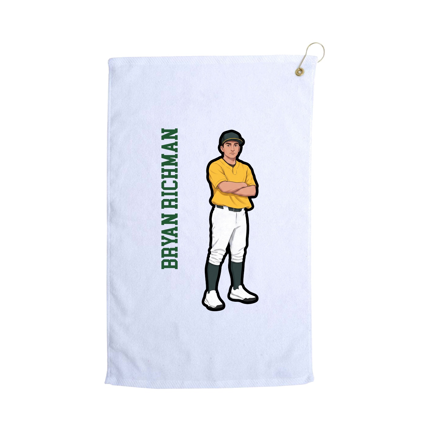 Golf Towel — Name Vertical in White