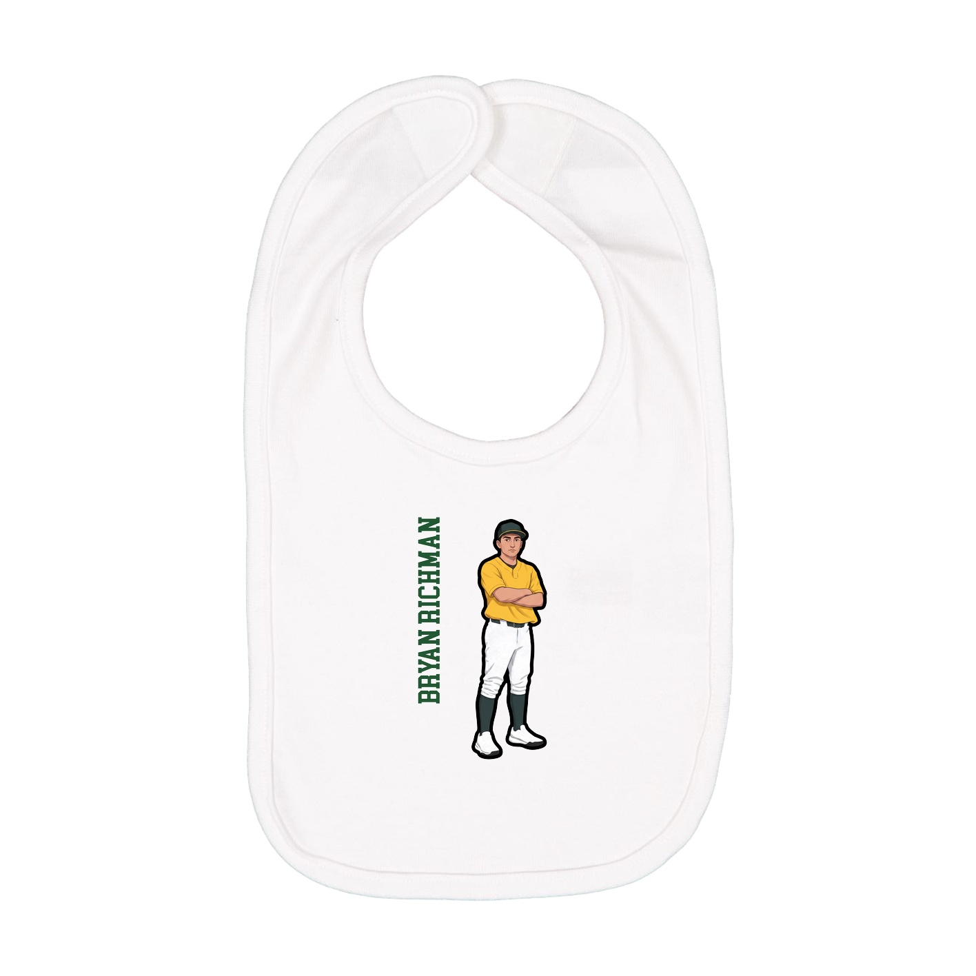 Infant Bib — Name Vertical in White