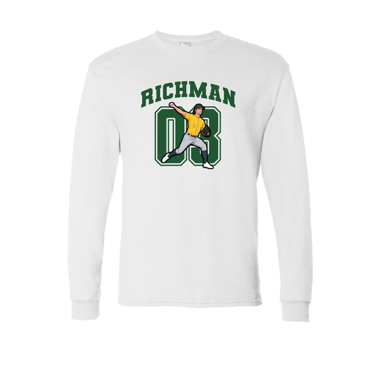 Long Sleeve Tee — Number in White