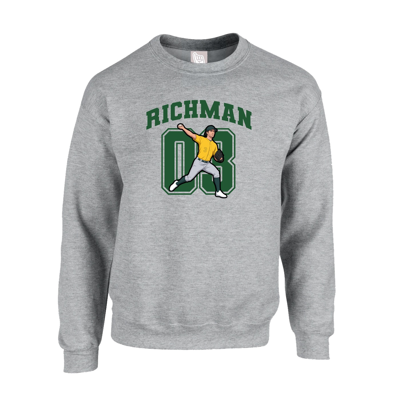 Fleece Crew — Number in Grey