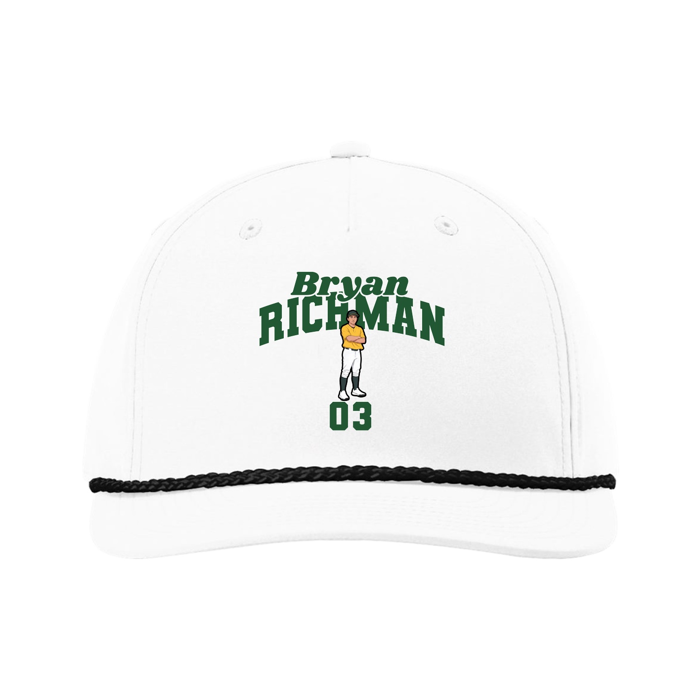 Five-Panel Classic Rope Cap — Signature Arch in White