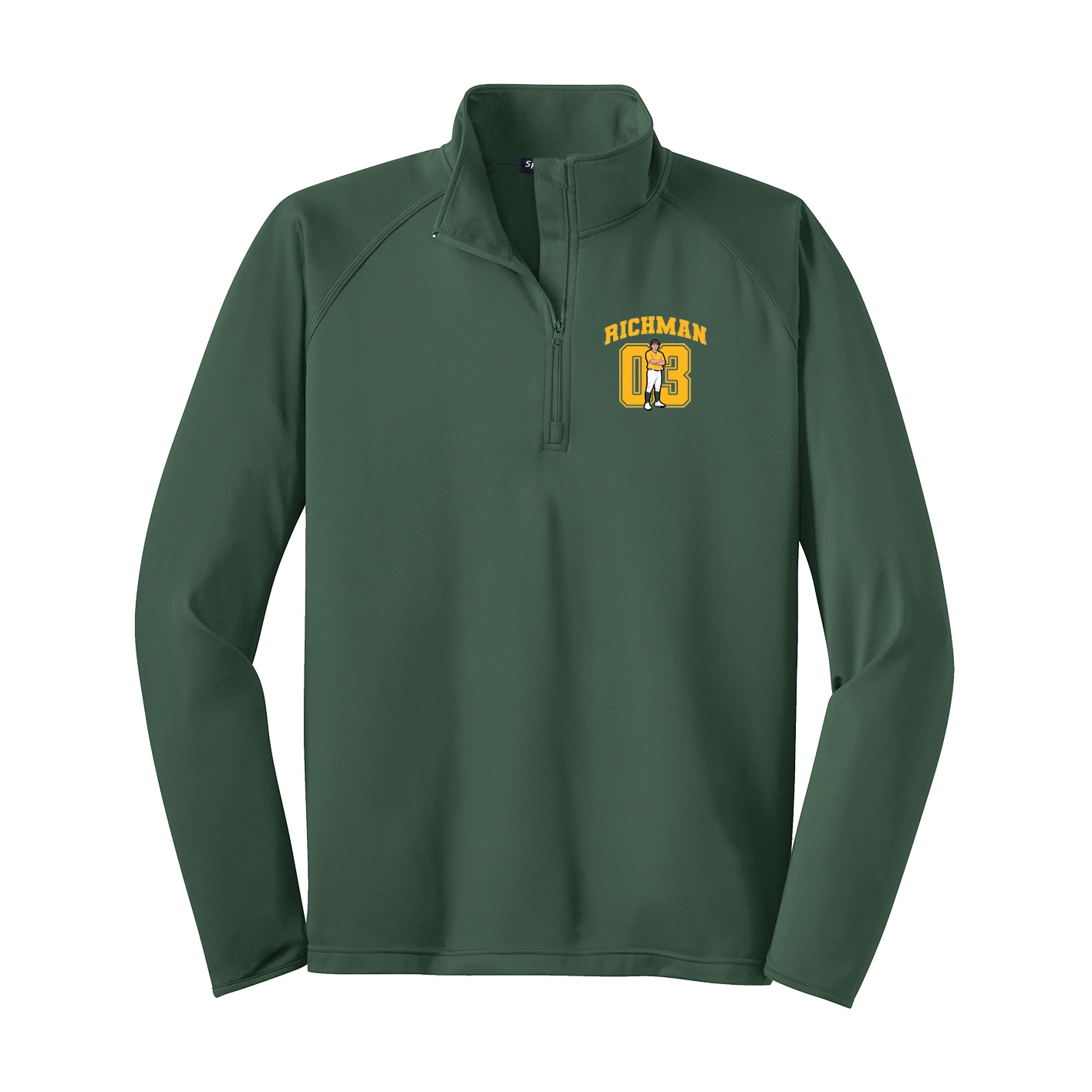 Q-Zip Pullover — Number in Green