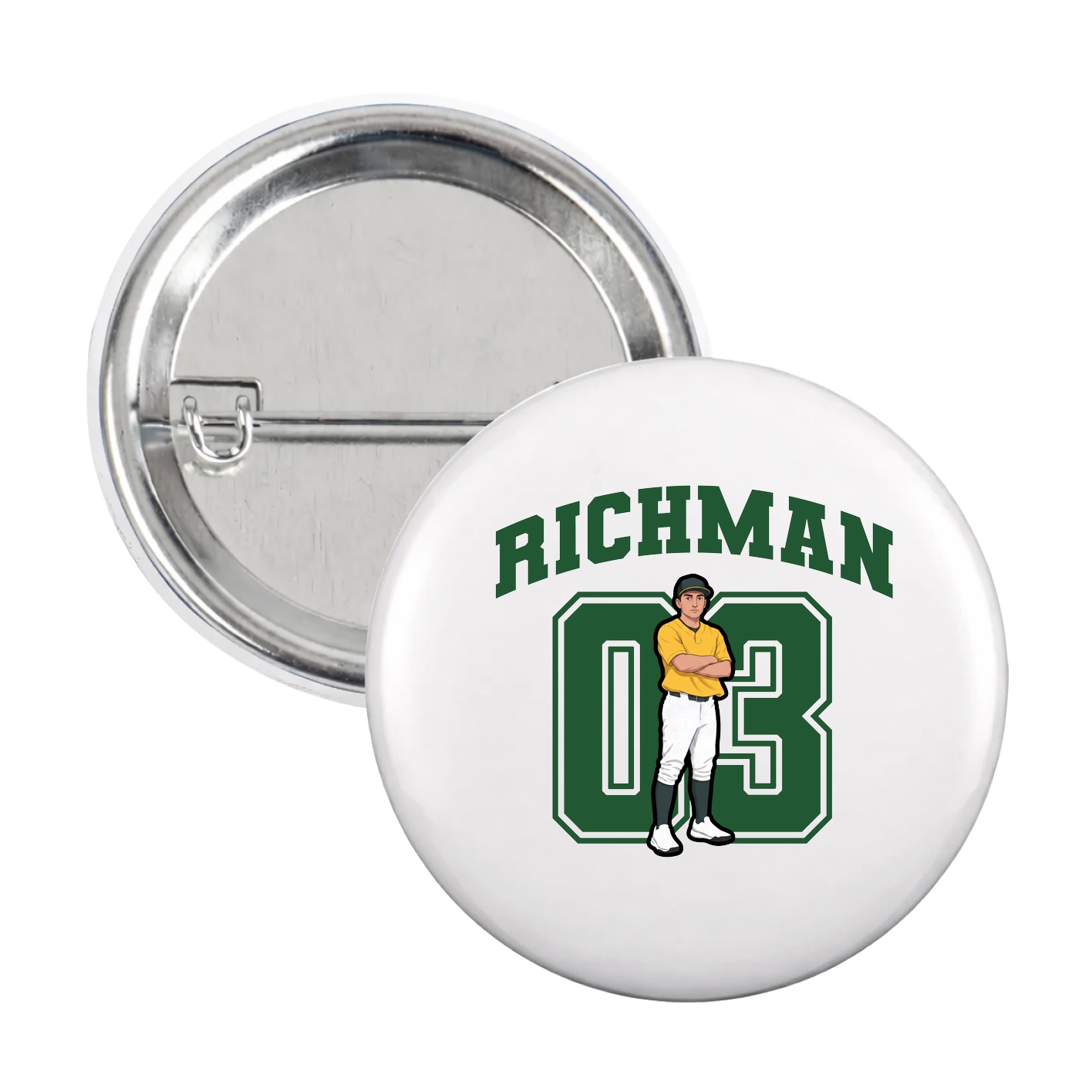 Game Day Button — Number in White