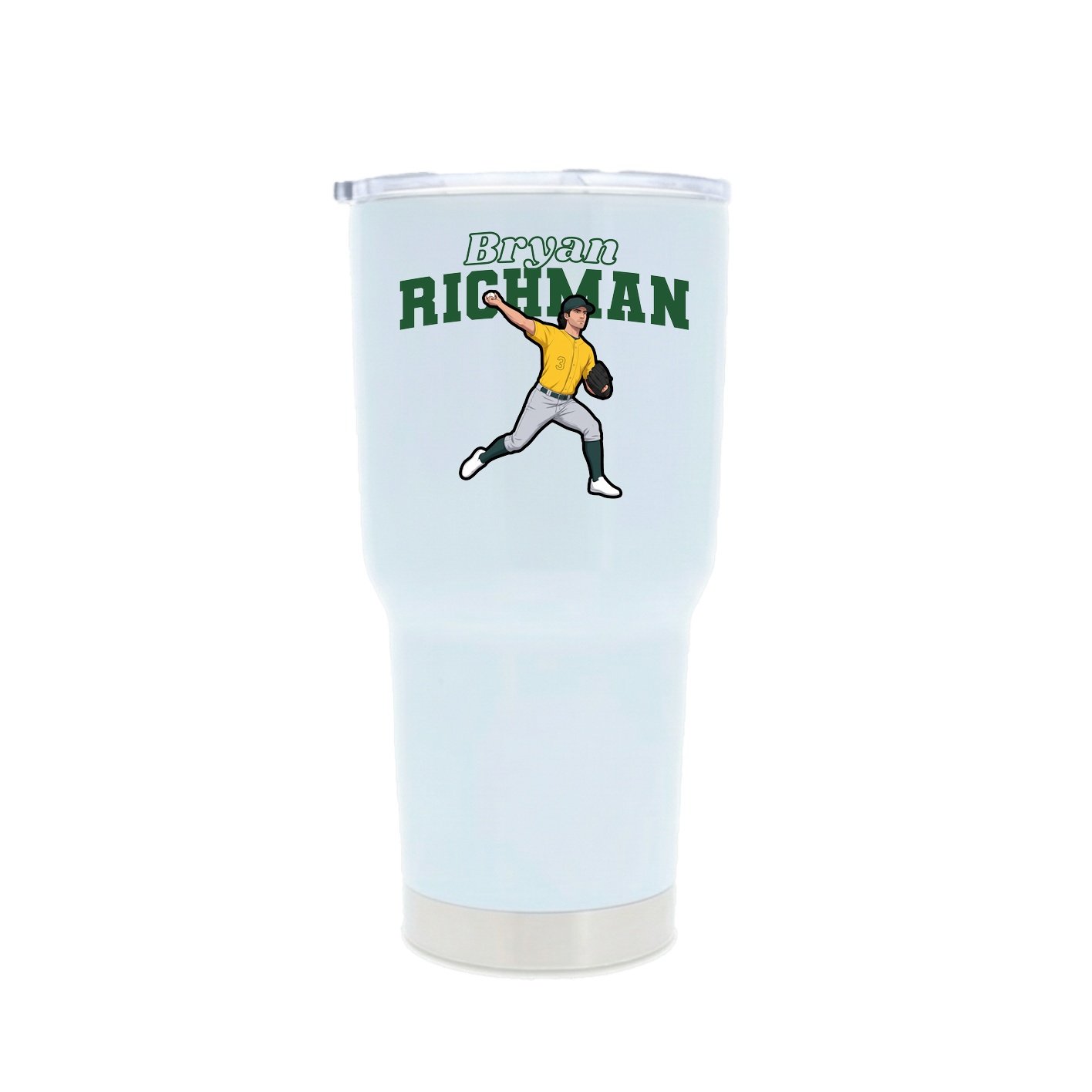 30oz Stainless Steel Tumbler — Name Arch in White