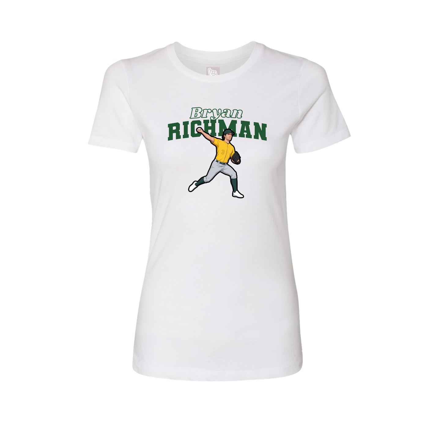 Fitted Women's Tee — Name Arch in White