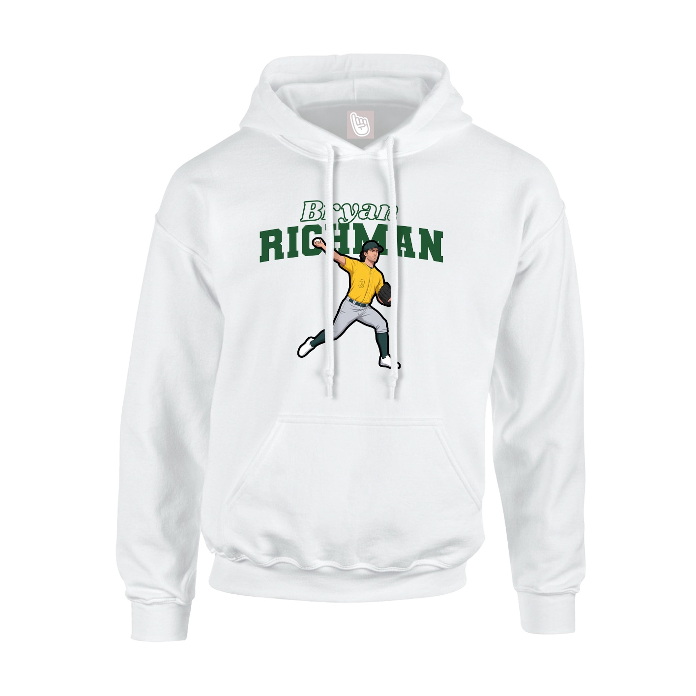 Youth Hoodie — Name Arch in White