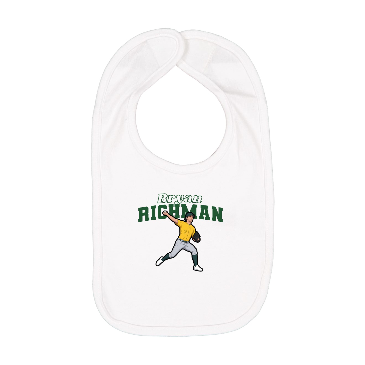 Infant Bib — Name Arch in White