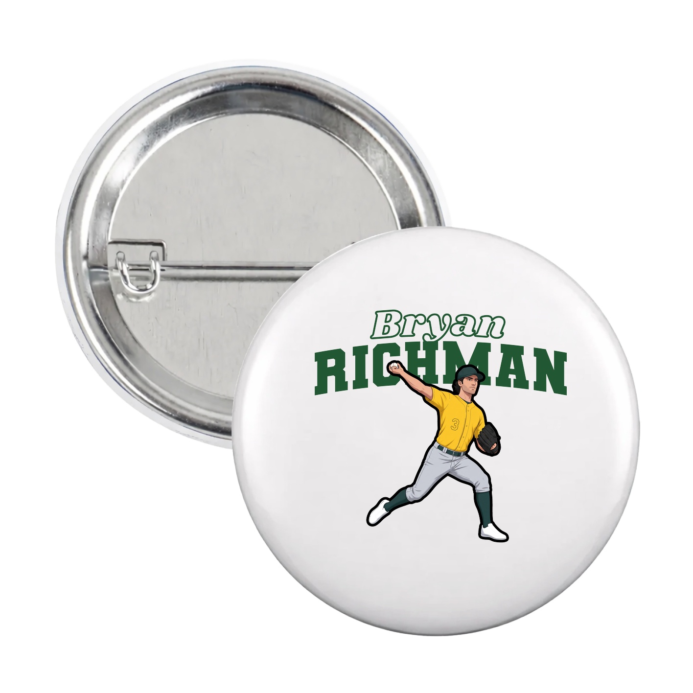 Game Day Button — Name Arch in White