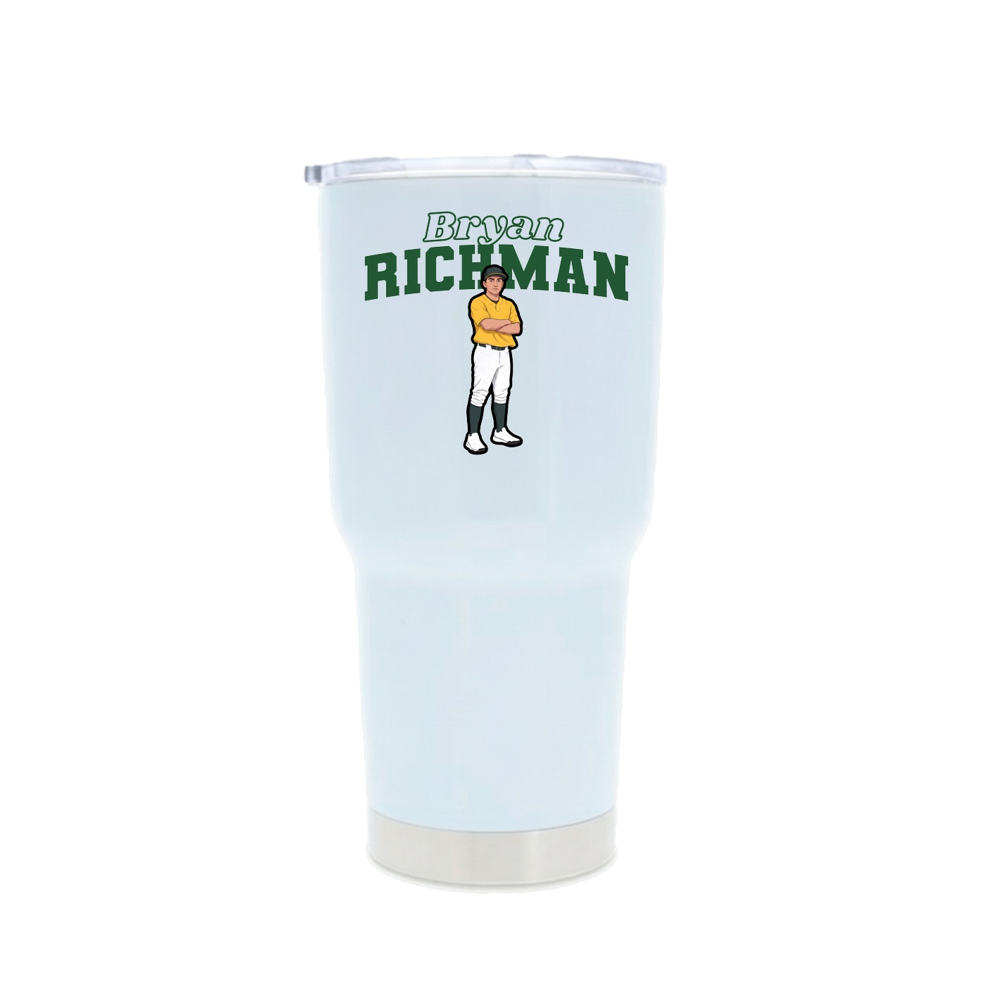 30oz Stainless Steel Tumbler — Name Arch in White