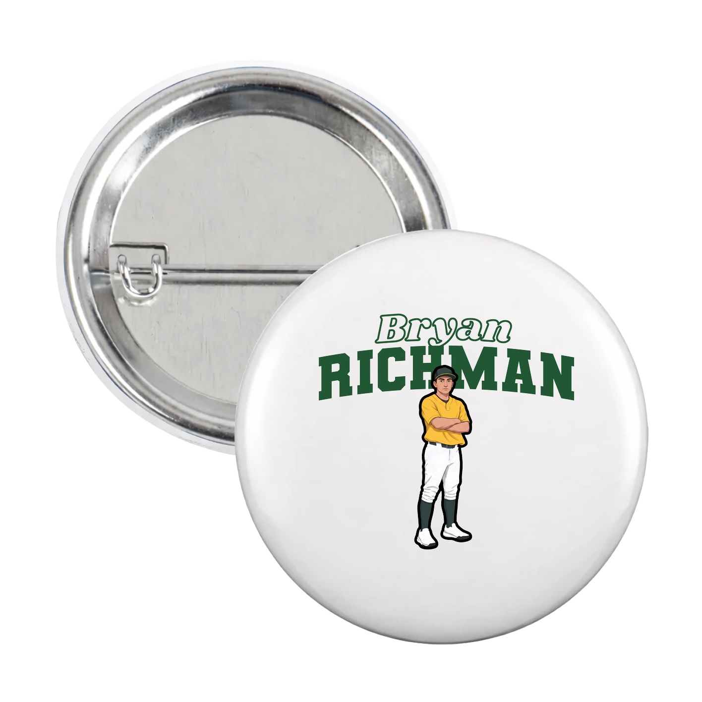 Game Day Button — Name Arch in White