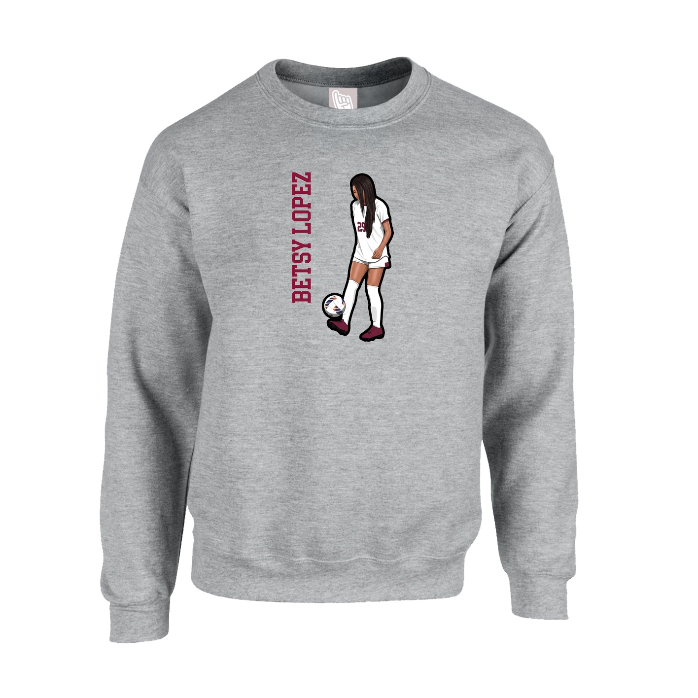 Fleece Crew — Name Vertical in Grey
