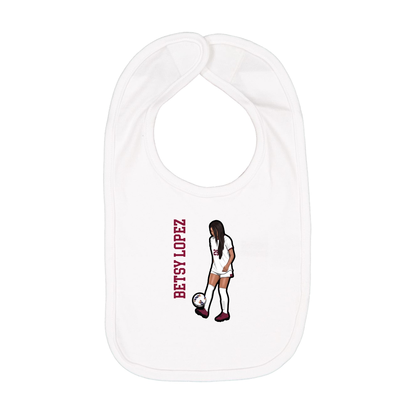 Infant Bib — Name Vertical in White