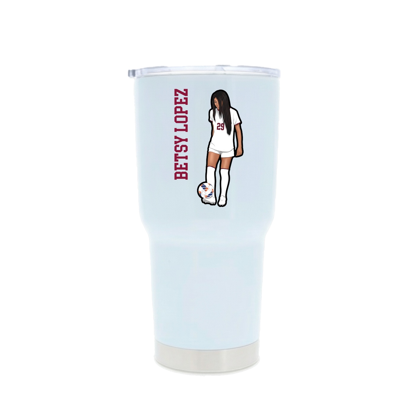 30oz Stainless Steel Tumbler — Name Vertical in White