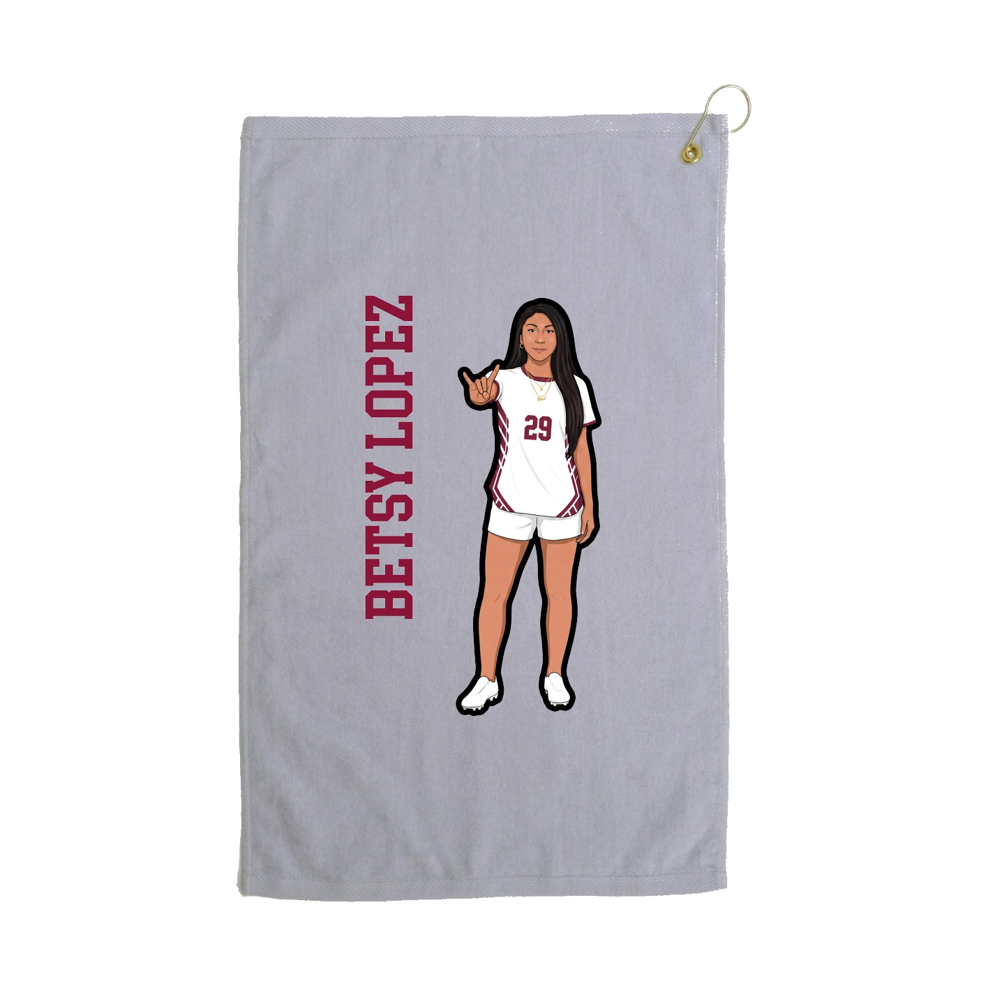 Golf Towel — Name Vertical in Grey