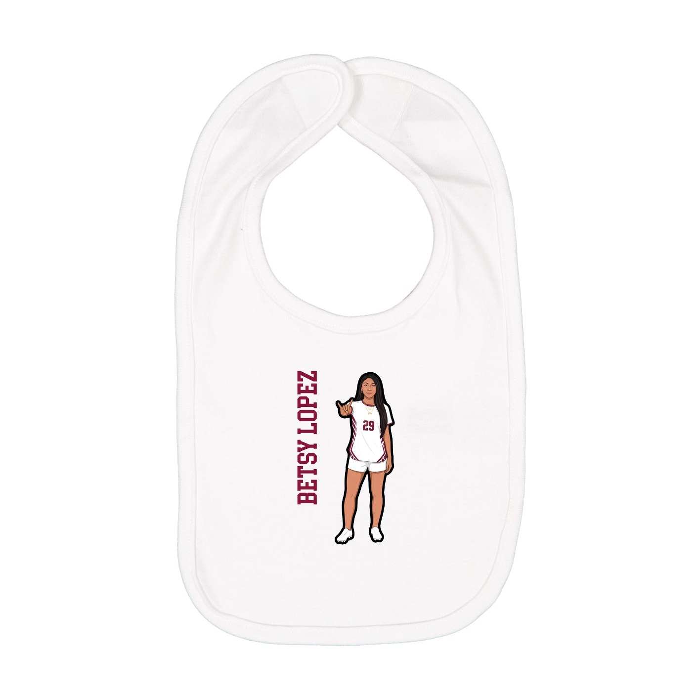 Infant Bib — Name Vertical in White