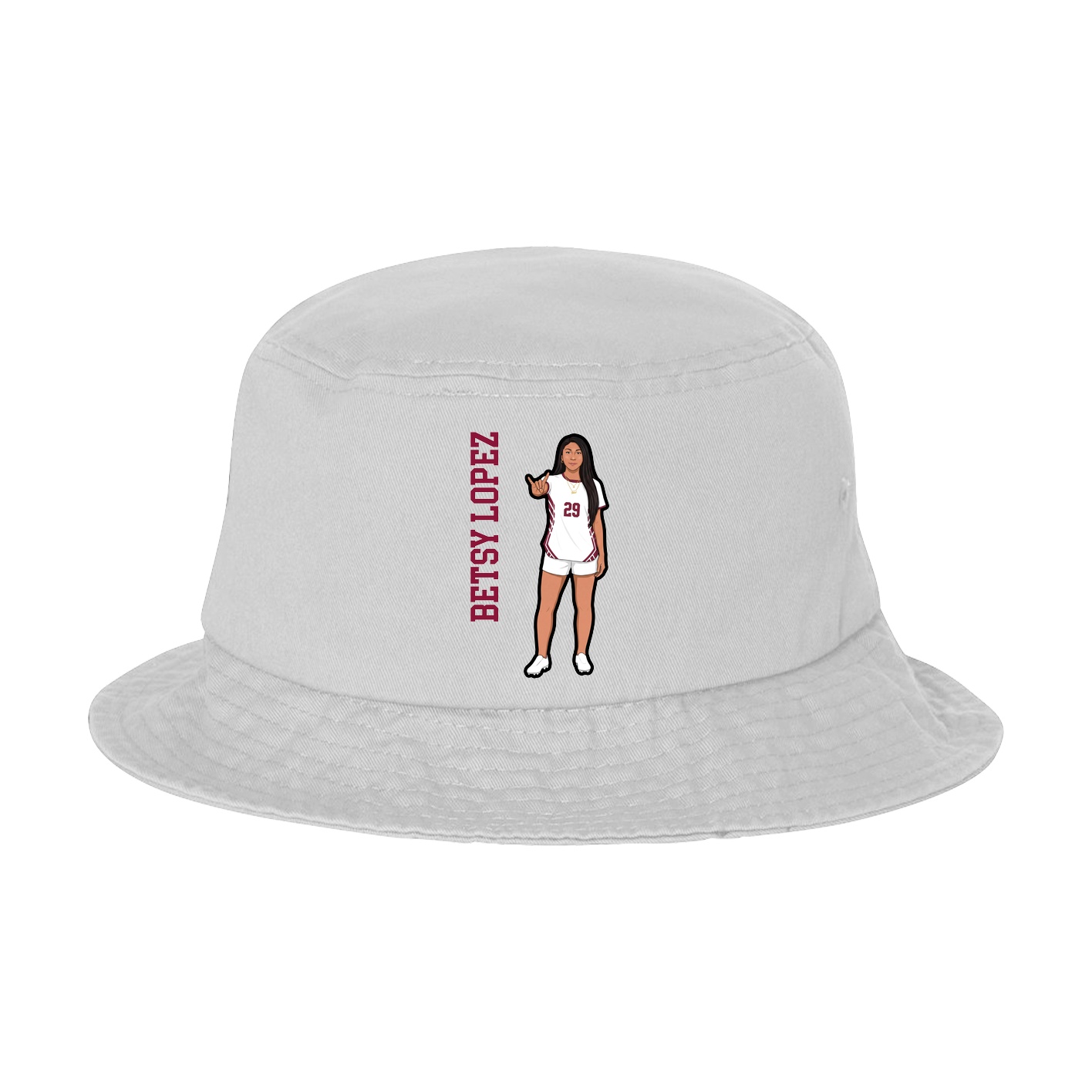 Bucket Cap — Name Vertical in White
