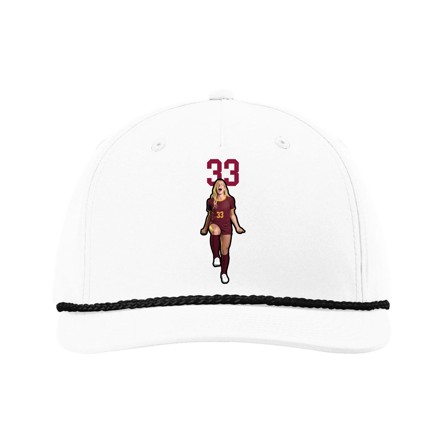 Five-Panel Classic Rope Cap — Number Top in White