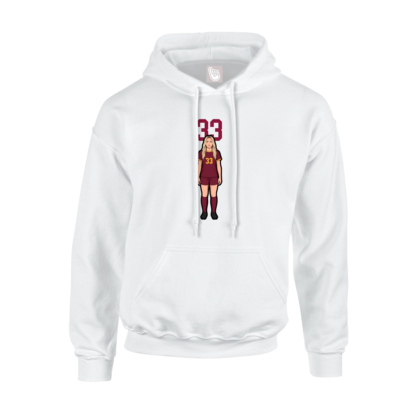 Youth Hoodie — Number Top in White