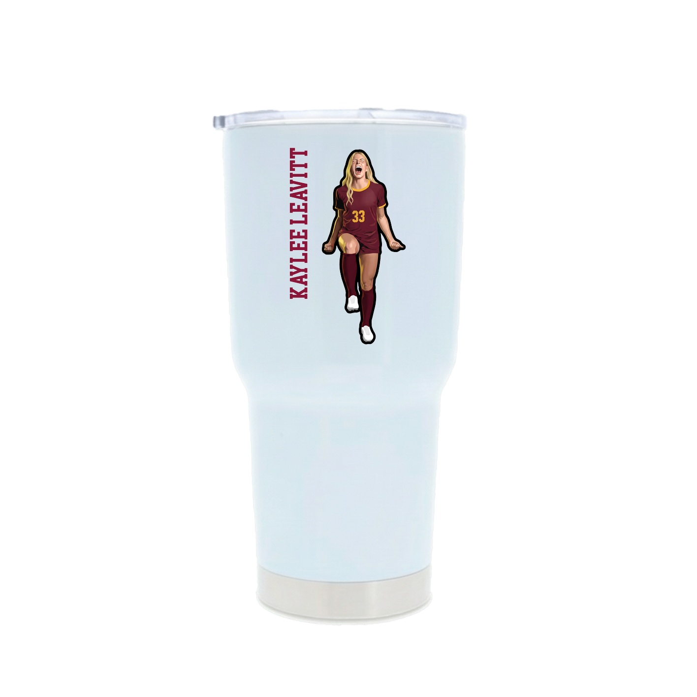 30oz Stainless Steel Tumbler — Name Vertical in White
