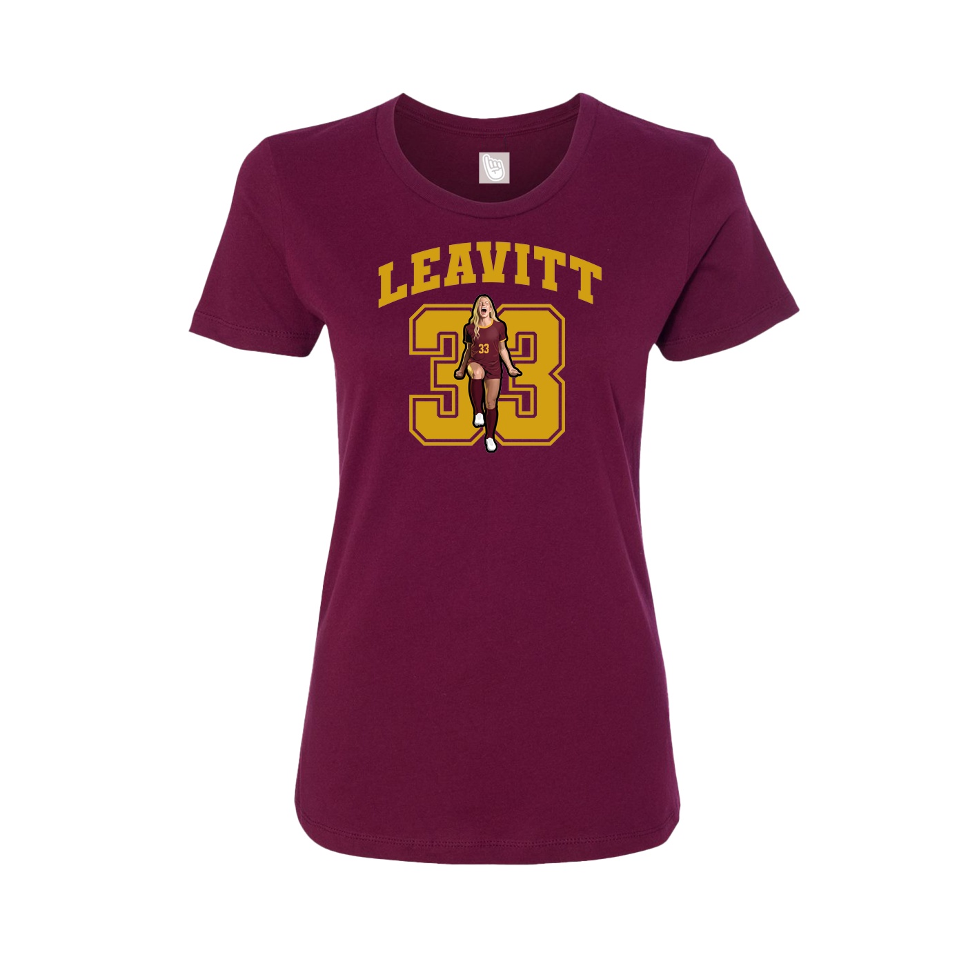 Fitted Women's Tee — Number in Maroon