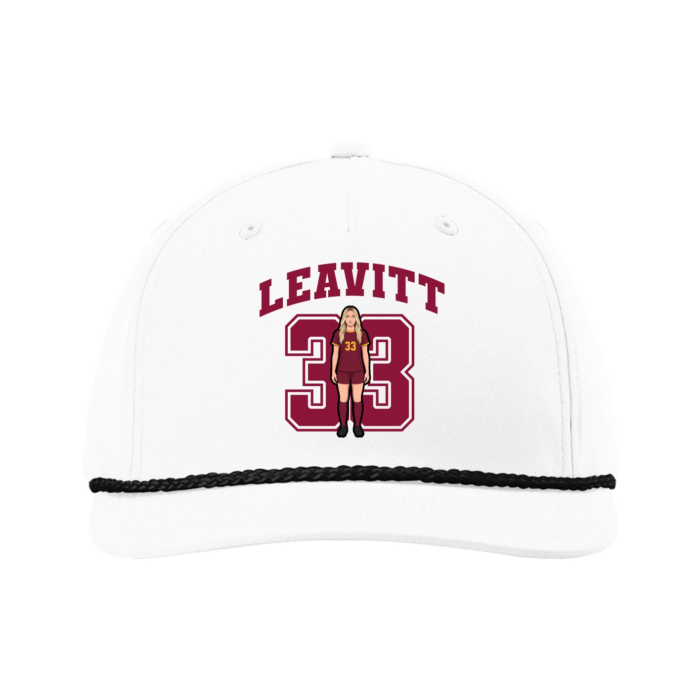 Five-Panel Classic Rope Cap — Number in White