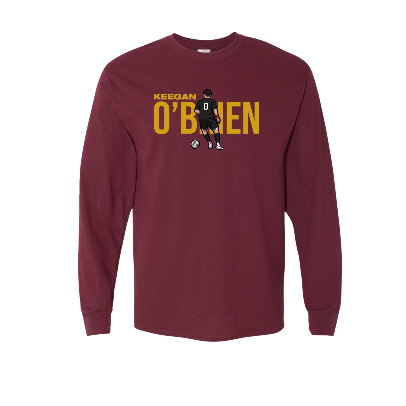 Long Sleeve Tee — Player Name in Maroon