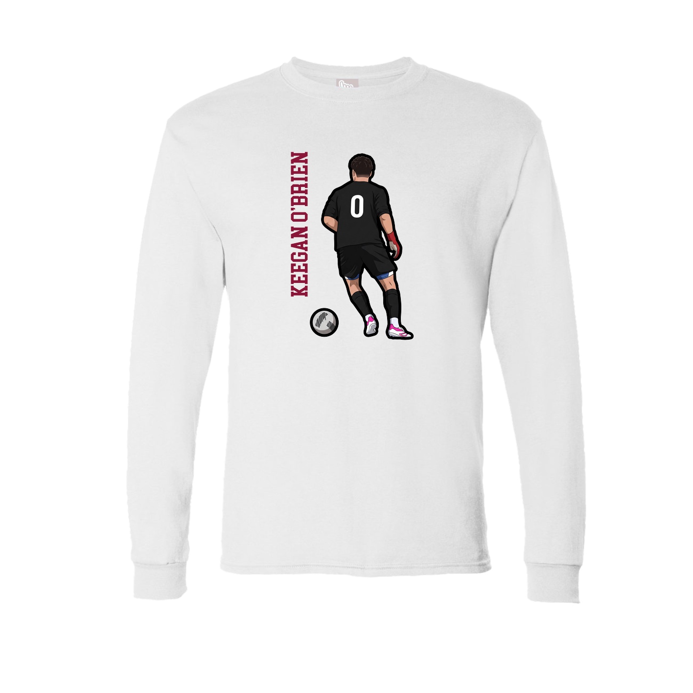 Long Sleeve Tee — Name Vertical in White