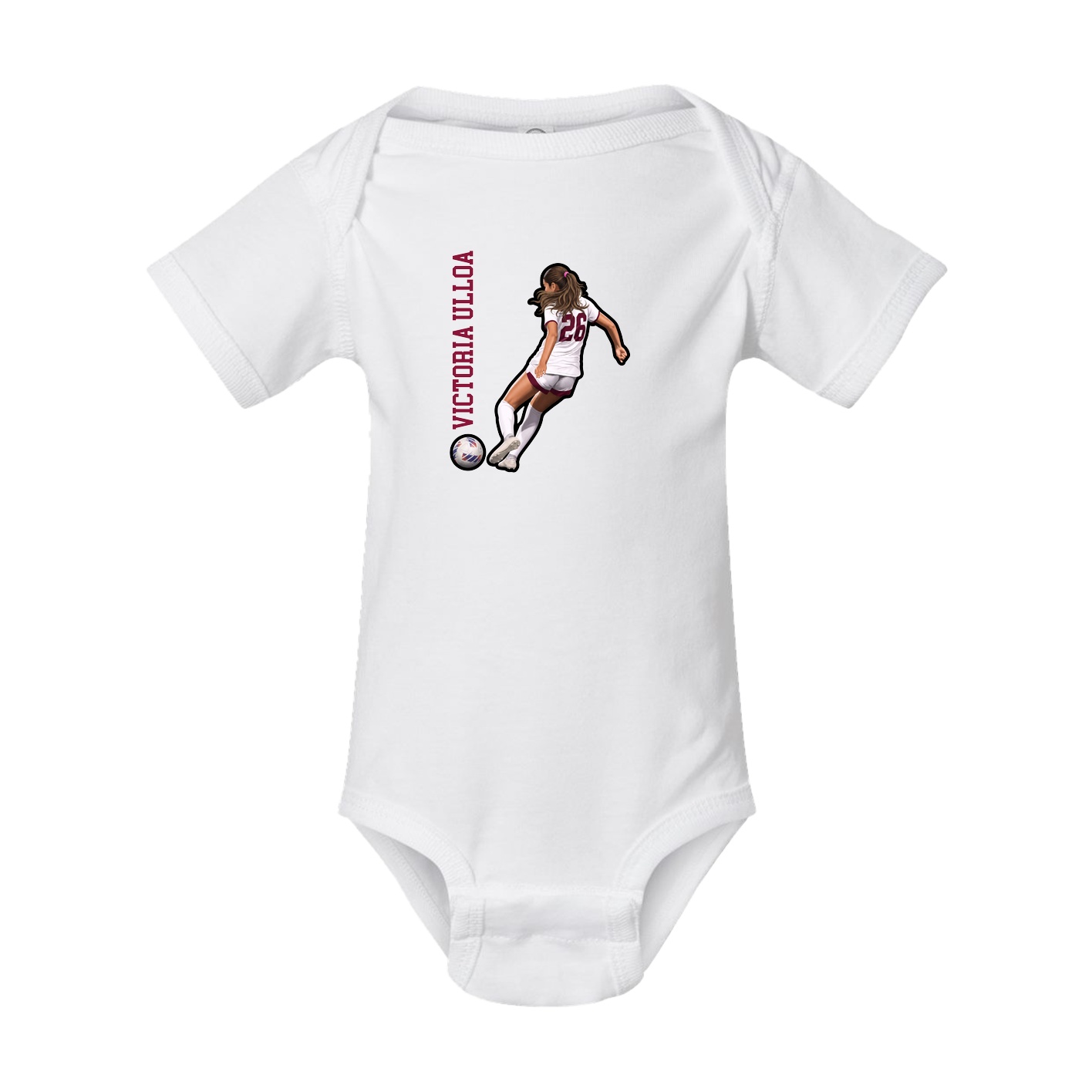 Baby Onesie — Name Vertical in White