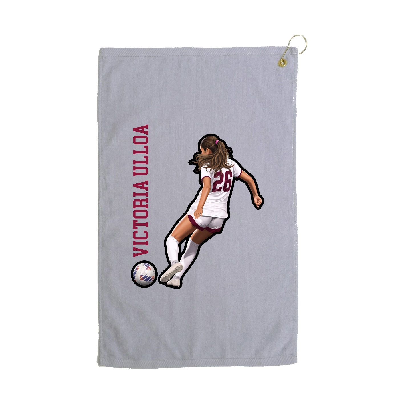 Golf Towel — Name Vertical in Grey