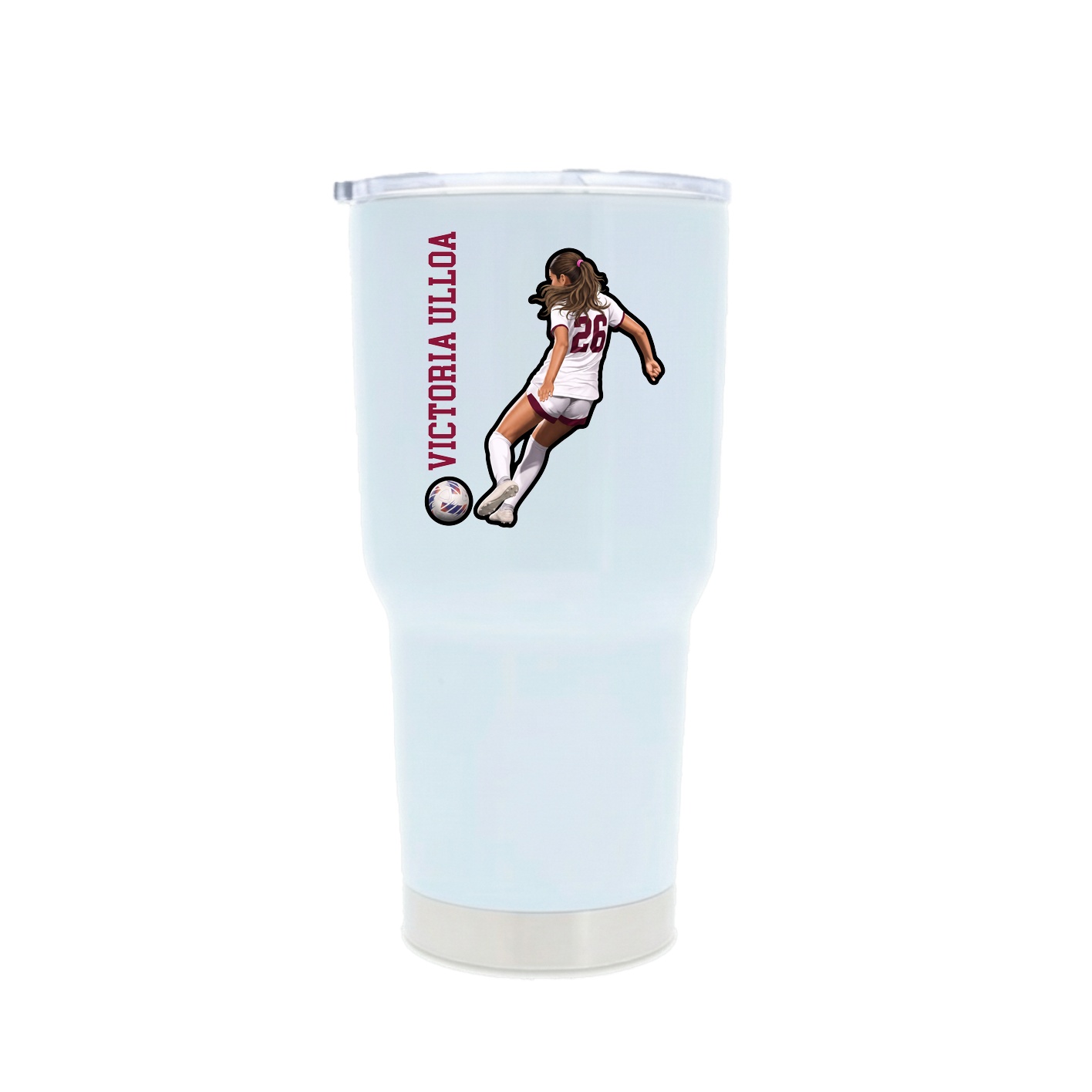 30oz Stainless Steel Tumbler — Name Vertical in White