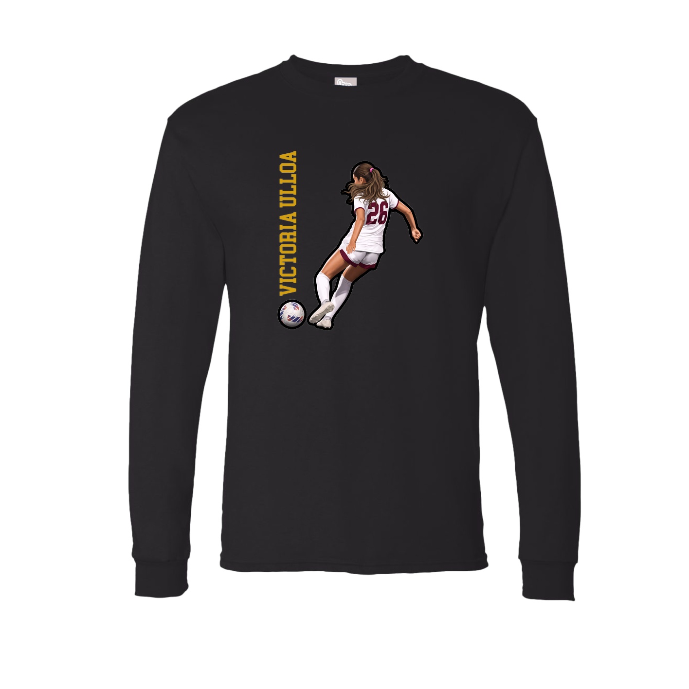 Long Sleeve Tee — Name Vertical in Black