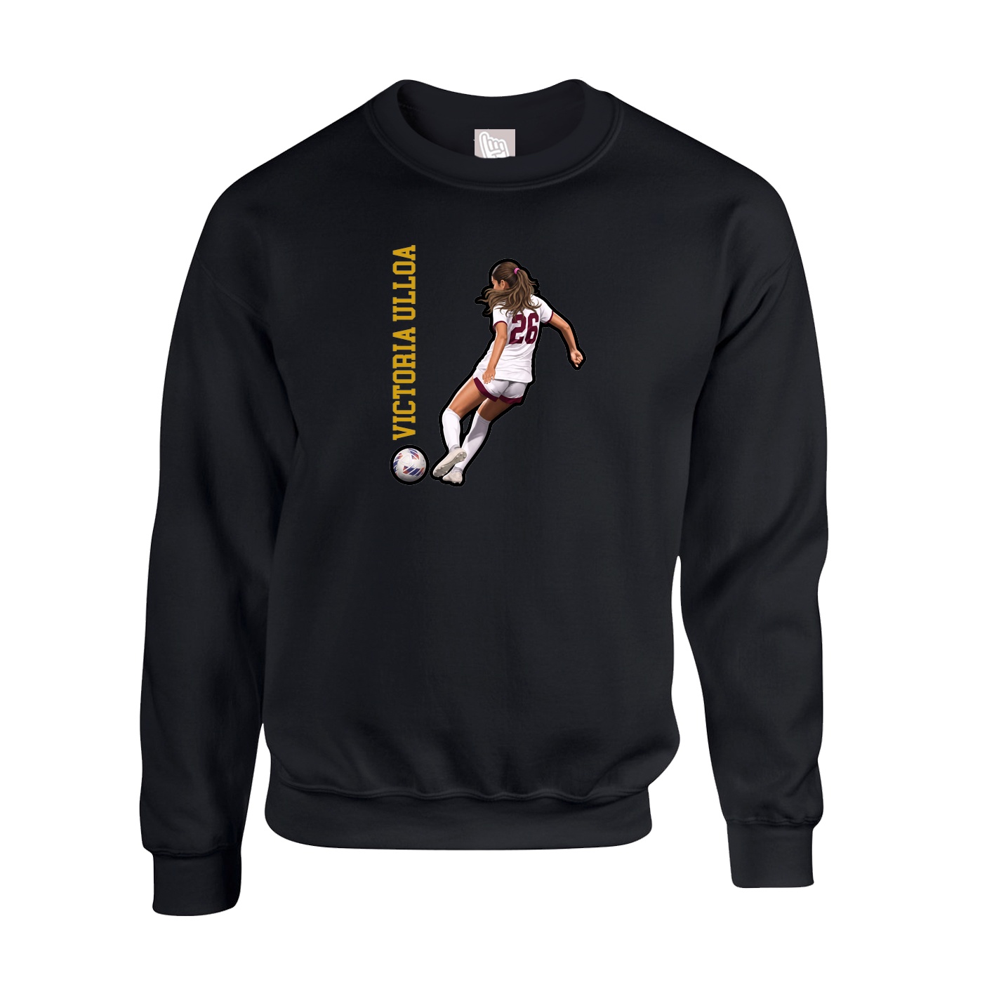 Fleece Crew — Name Vertical in Black