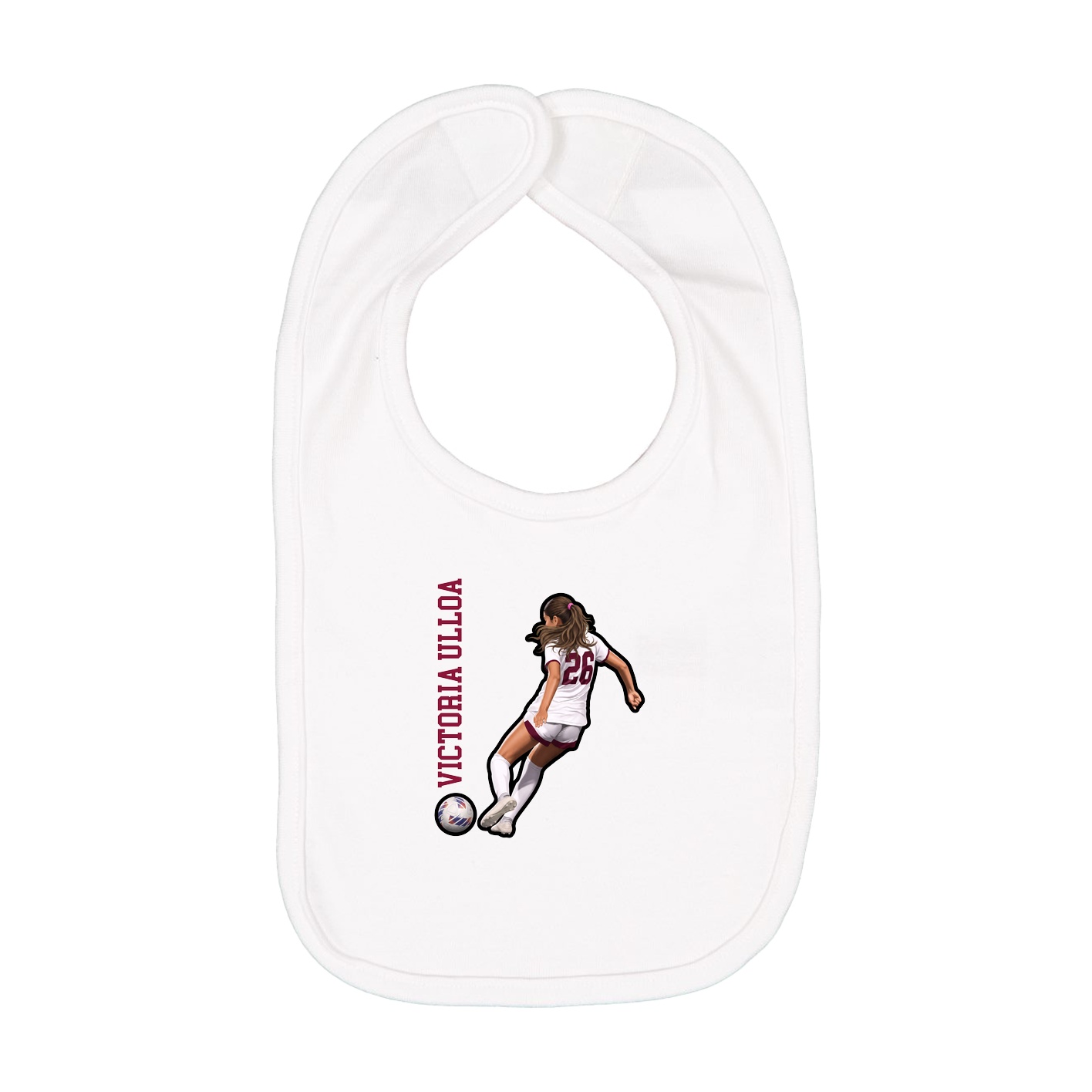 Infant Bib — Name Vertical in White