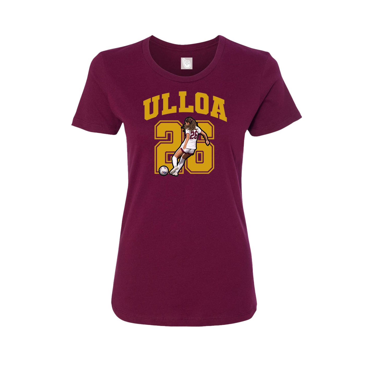 Fitted Women's Tee — Number in Maroon