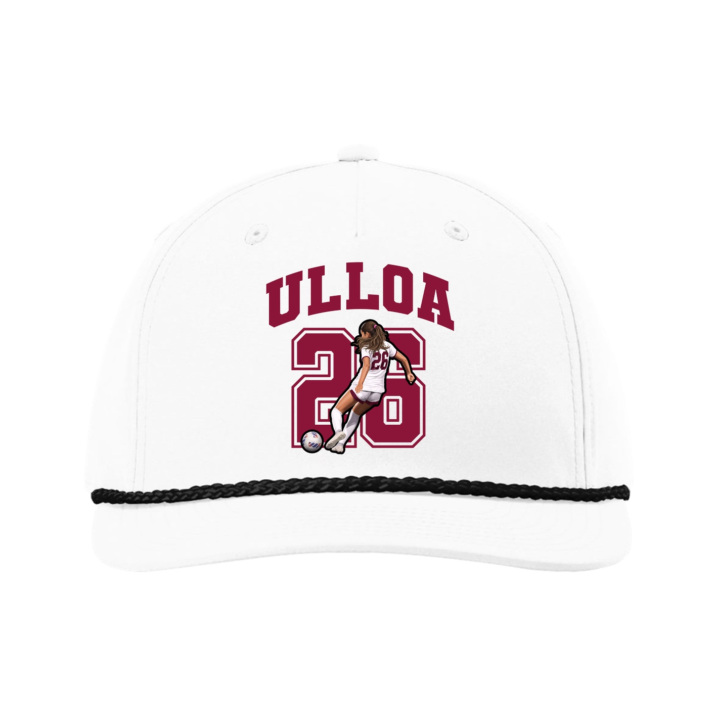 Five-Panel Classic Rope Cap — Number in White