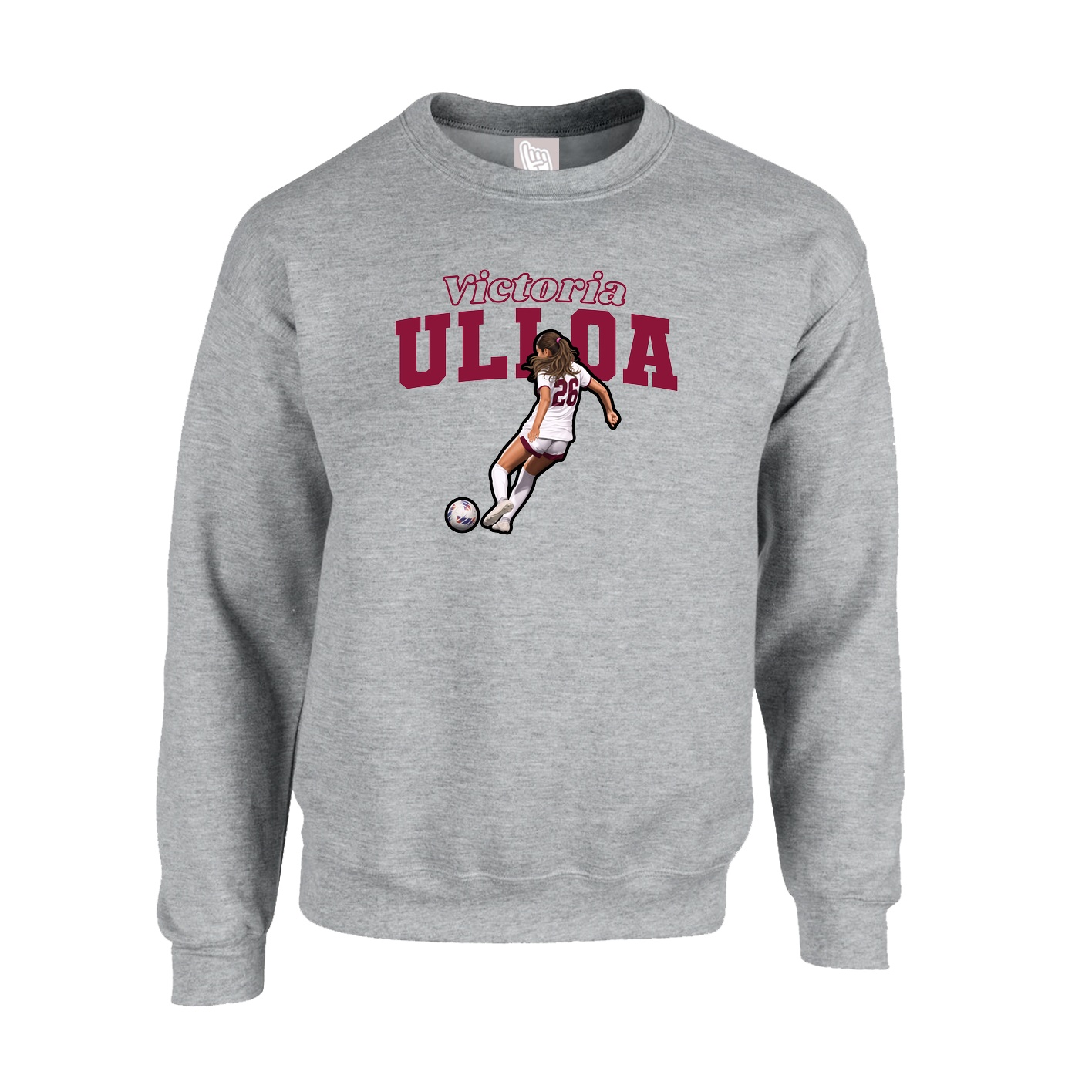 Fleece Crew — Name Arch in Grey
