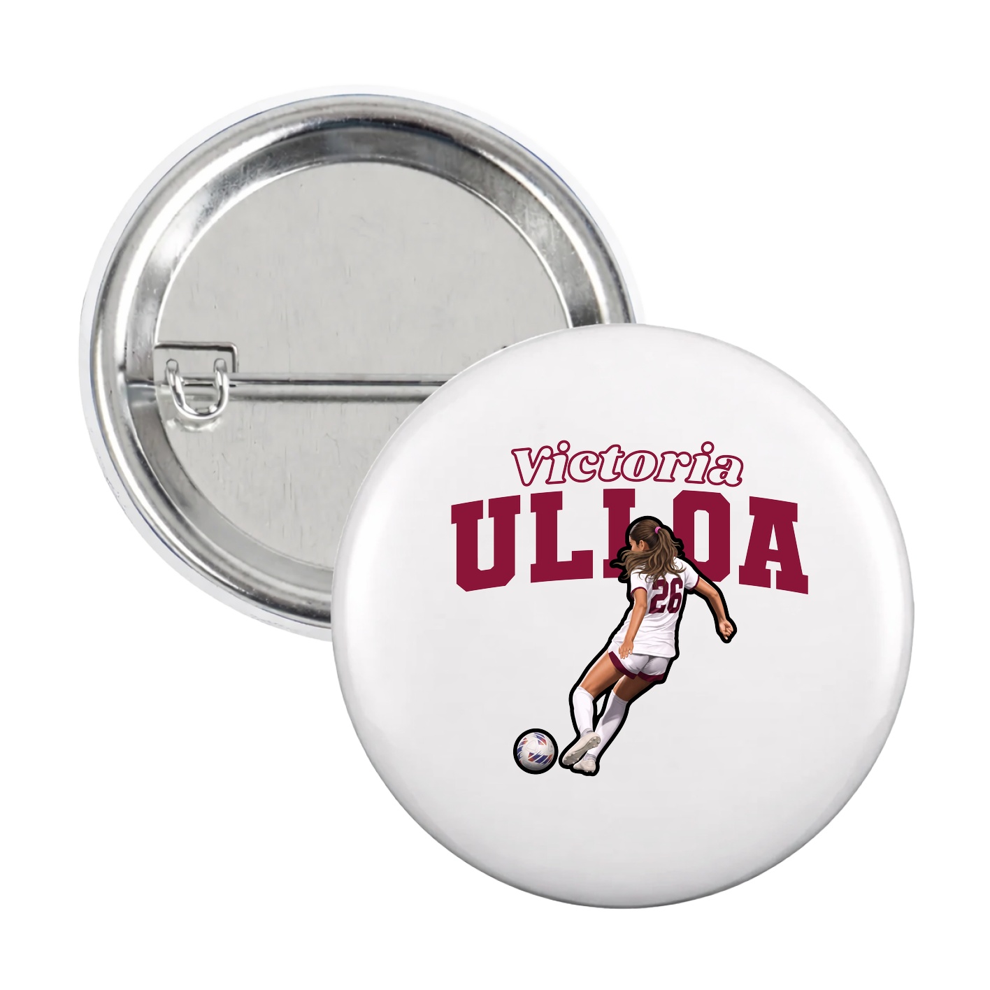 Game Day Button — Name Arch in White