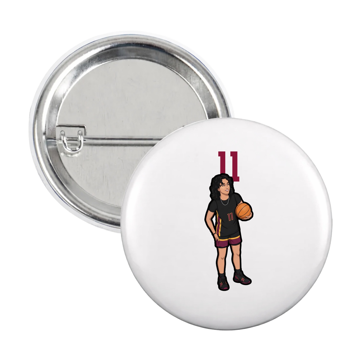 Game Day Button — Number Top in White