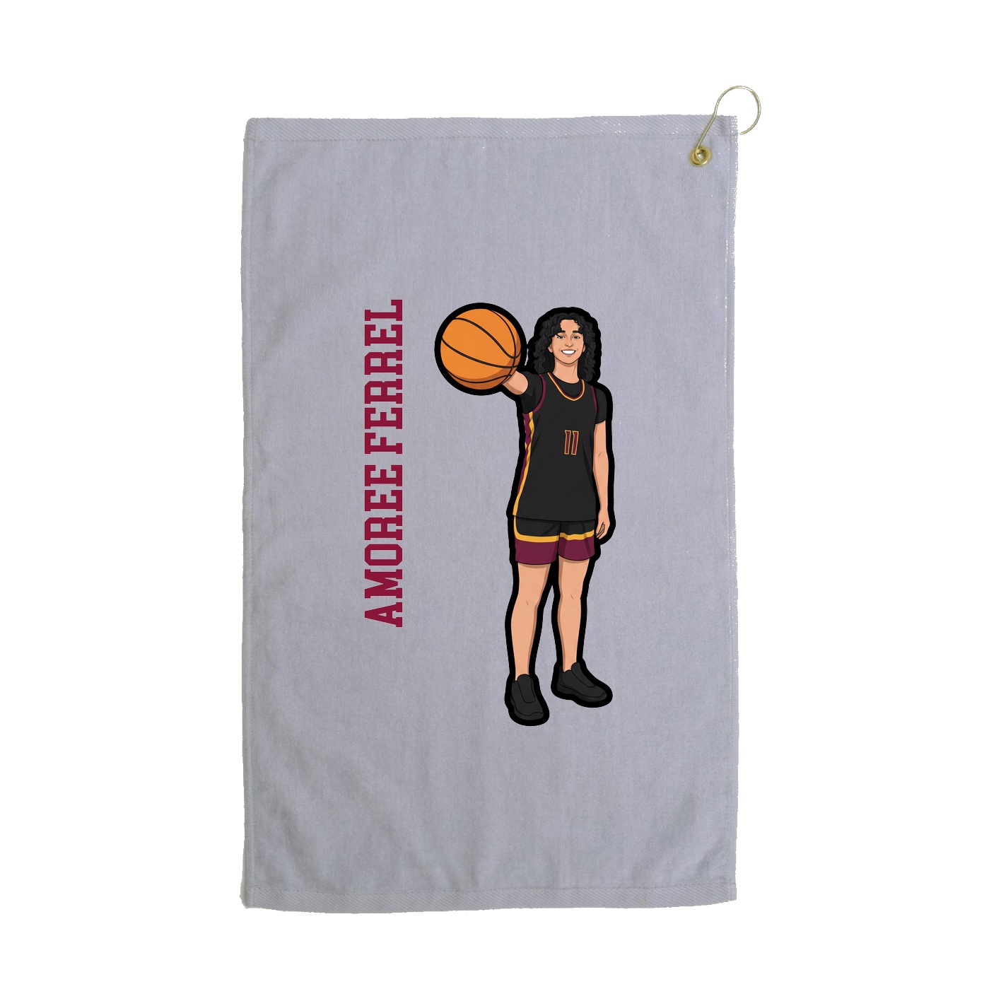 Golf Towel — Name Vertical in Grey