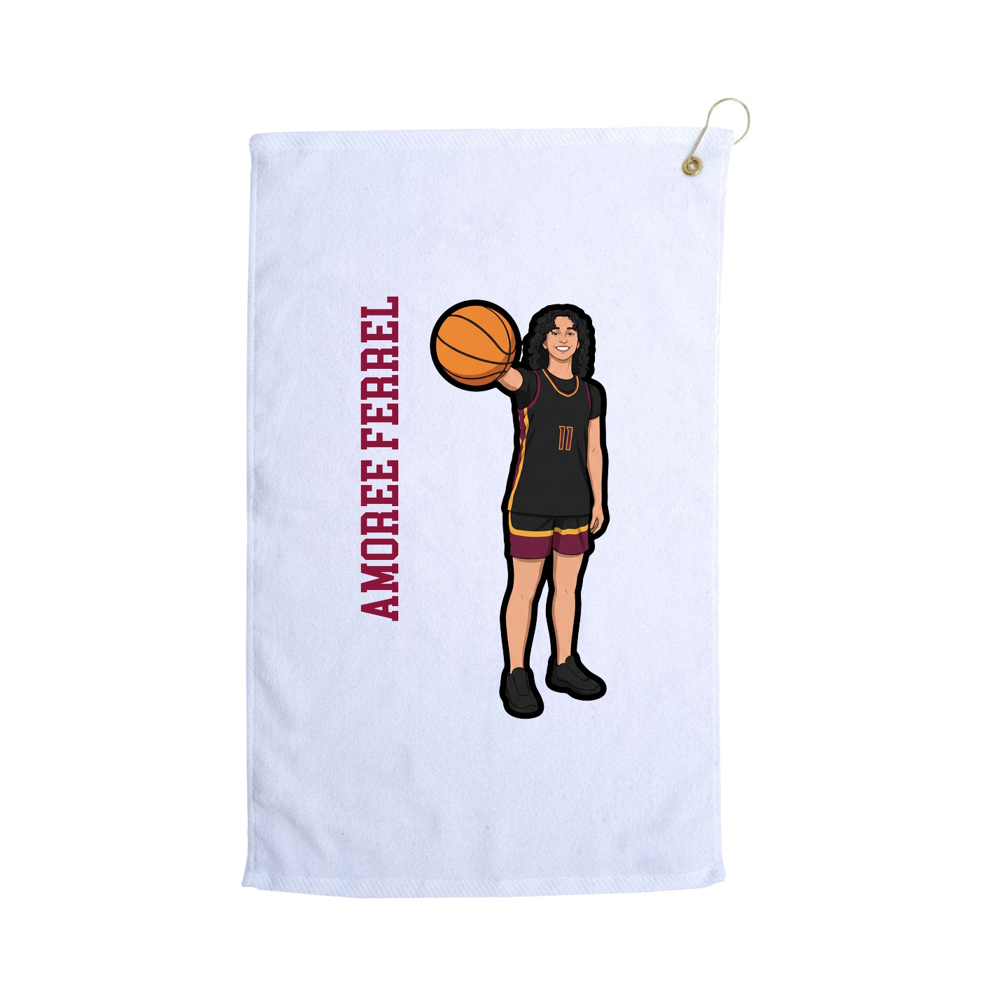 Golf Towel — Name Vertical in White