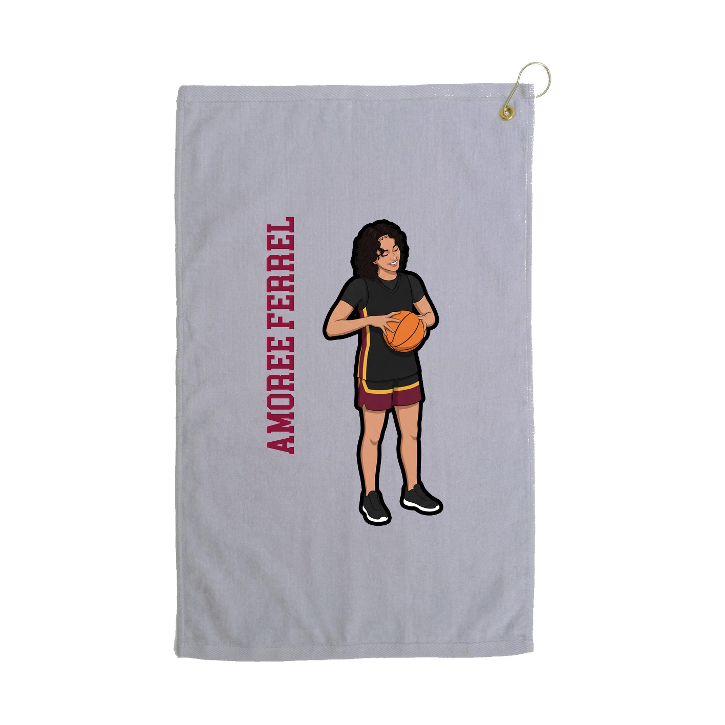 Golf Towel — Name Vertical in Grey