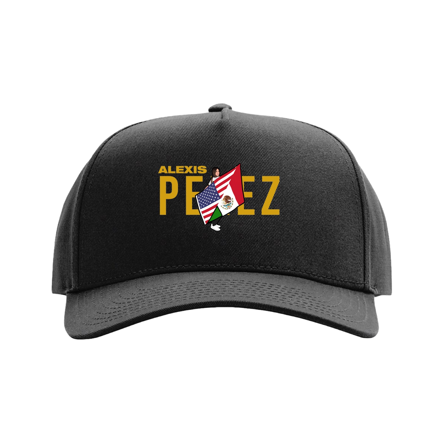 Full Fabric Five-Panel Champ Cap — Player Name in Black